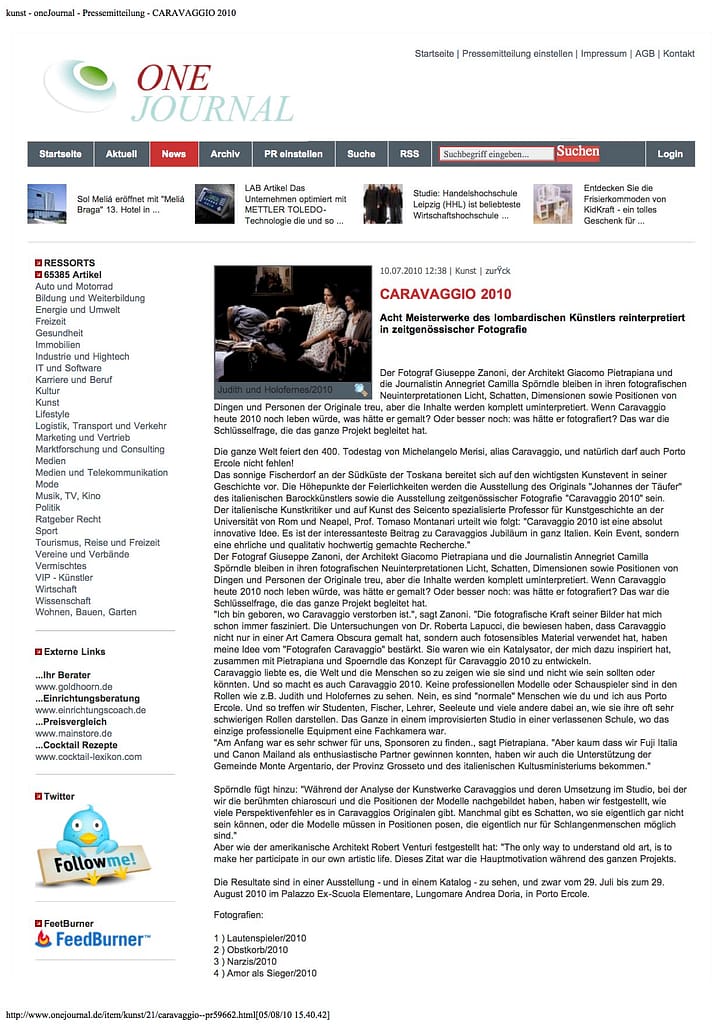 Article zanoni caravaggio Germany One Journal Press